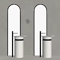 Elegant Modern Washbasin Design White Pedestal With Brass Frames Arch Mirrors And Gray Wall