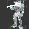Mythical Game and Movie Character With Skeleton Head Blue Shoulder Armor and Yellow Claws