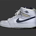 White High Top Shoes with Blue Gold Logo White Laces and Stylish White Soles