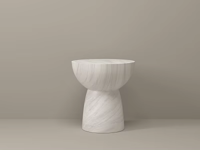 Elegant Modern White Marble Side Table With Sculptural Base And Round Top 3d model