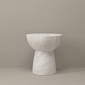 Elegant Modern White Marble Side Table With Sculptural Base And Round Top