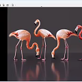 Flamingos As Flying Animals With Pink Feathers And Reflections On Gray Background