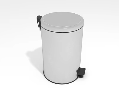 White Pedal Bin With Round Lid And Black Foot Pedal For Home Use 3d model