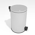 White Pedal Bin With Round Lid And Black Foot Pedal For Home Use