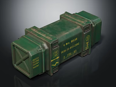 Green Military Weapon Storage Container With Yellow Markings And Tactical Details 3d model