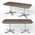 Modern Office Desk With Wooden Tabletop And Cross Shaped Metal Legs Design
