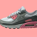 Stylish Gray Pink White Sneakers Featuring Air Cushion Sole And Classic Design Details
