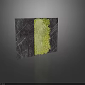 Modern Gray Marble Feature Wall With Vertical Greenery And Metal Strips