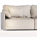 Elegant Double Sofa with Soft Cushions in Brown Upholstered Modern Design 3d model