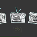Three Vintage Televisions With Antennas Including One Cracked Screen On Dark