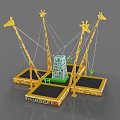Giraffe Themed Playground Equipment With Colorful Trampoline Areas For Kids Fun