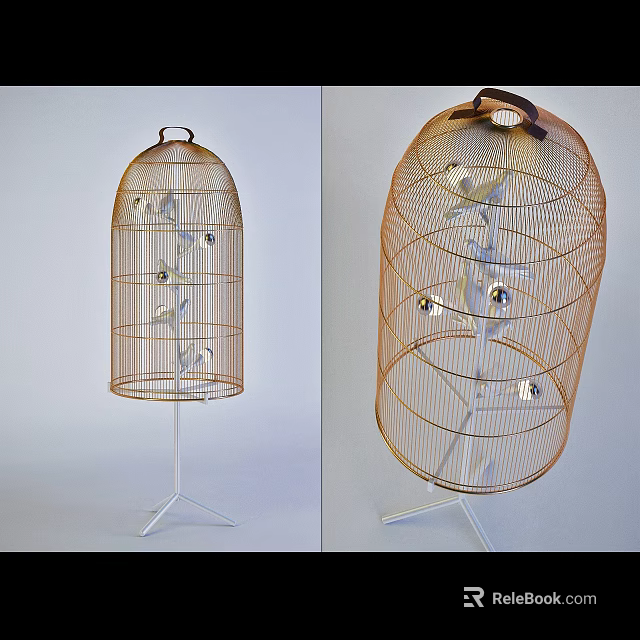 Unique Shaped Floor Lamp With Wire Frame Design And White Stand Structure 3d model 