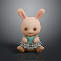 Children's Cute Rabbit Toy Wearing Blue Dress And Silver Skirt For Play