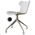 Modern White Leather Office Chair With Metal Base And Black Casters