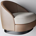 Modern Leather Single Sofa Featuring Light And Dark Cushion Round Metal Base 3d model
