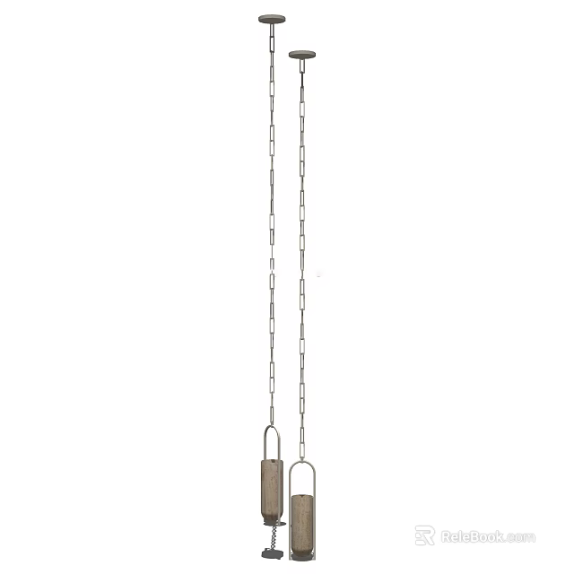 Modern Minimalist Pendant Light With Metal Chain And Glass Shade For Interior Decoration 3d model 