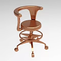 Modern Copper Single Chair With Armrests And Wheeled Base Design