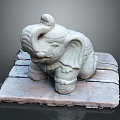 Exquisite Handcrafted Stone Elephant Sculpture Displayed On Wooden Platform