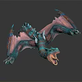 Game Movie Character Colorful Dragon With Blue Pink Body Open Wings And Roaring Mouth