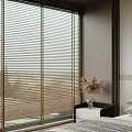Light Wood Wooden Blinds For Large Bedroom Window With Decorative Plant