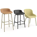 Three Modern Bar Stools In Black Beige And Tan With Metal Legs And Sleek Design 3d model