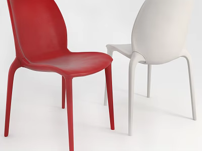 Red and White Modern Dining Chairs Featuring Sleek Ergonomic Design and Smooth Finish 3d model