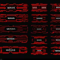 Red Warning Pendants With Multiple Strip Designs And Various Decorative Styles 3d model