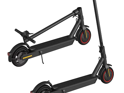 Black Electric Scooter With Red Accent Wheels And Modern Design Features 3d model