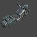Futuristic Metallic Gray Motorcycle With Yellow Front Light And Side Storage Box
