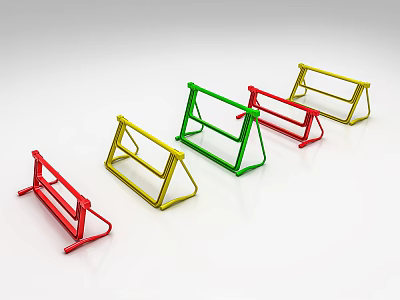 Colorful Medical Devices Red Green Yellow Metal Support Stands for Healthcare Facilities 3d model