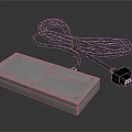White Rectangular Electronic Device With Coiled Black Cable And Connector Plug 3d model