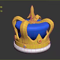 Ornate Gold And Blue Decorative Crown With Shiny Gems As Fashionable Headwear Accessory