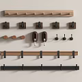 Modern Wall Mounted Hooks In Wooden And Black Metal Designs For Home Decor