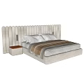 Modern Double Bed Interior With Stylish Headboard And Light Colored Nightstand 3d model
