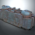 Vintage Industrial Rusted Metallic Equipment With Dual Domed Tops Drawers And Wheels
