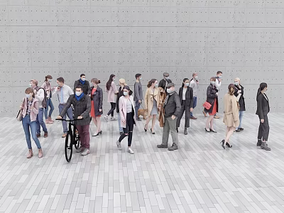 Group of People Walking in Spacious Modern Indoor Space 3d model