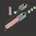 Industrial Equipment Setup With Storage Tanks Containers Pipes And Processing System
