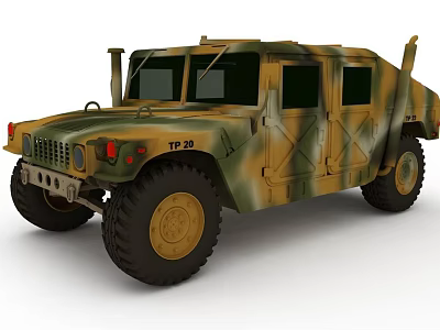 Military Humvee With Camouflage Paint And TP20 Marking Large OffRoad Tires And Military Design 3d model