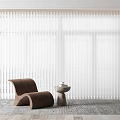 Modern White Blinds in Indoor Scene With Bright Window Brown Chair Small Table And Teacup