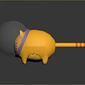 Cute Yellow Cartoon Cat Character Wearing Astronaut Helmet With Striped Tail