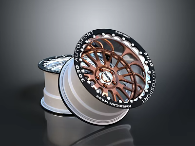 Stylish Performance Car Tire With Bronze Alloy Wheel And Modern Spoke Design 3d model