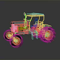 Vintage Green Farm Utility Tractor With Red Wheels Open Seat And Canopy