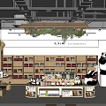 Cultural Creative General Merchandise Store With Wooden Shelves Panda Plush Toys And Plant Decorations
