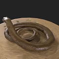 Brown Reptile Snake Coiled On Sandy Ground With Raised Head 3d model