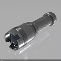 Silver Metal Flashlight With Textured Surface And Reflective Base Design 3d model