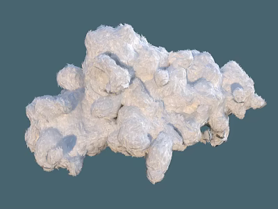 White Irregular Shaped Object Resembling Rock or Cloud Formation Against Gray Background 3d model
