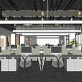 Modern Open Plan Public Office Space With Workstations And Ergonomic Chairs