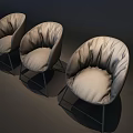 Modern Dining Chairs With Green Black Brown Pleated Seats And Metal Legs