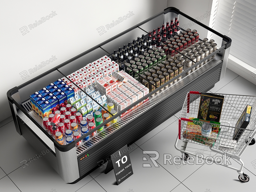 Supermarket Freezer Beverage Freezer Beverage Beverage Shopping Cart model