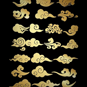 Chinese style auspicious clouds Chinese style cloud pattern auspicious clouds golden auspicious clouds 3d model